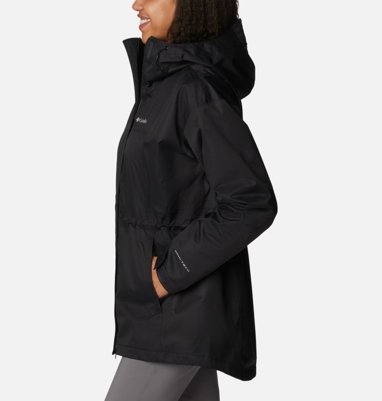 Women's Hikebound Long Rain Jacket, Color: Black, image 3