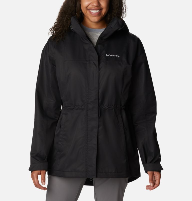 Women's Hikebound Long Rain Jacket, Color: Black, image 1