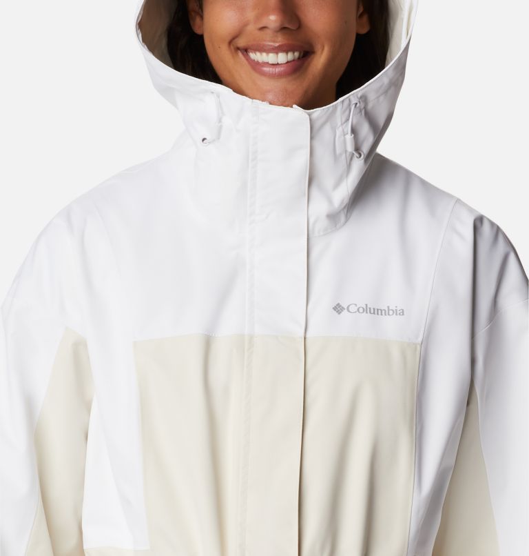 White hooded rain outlet jacket