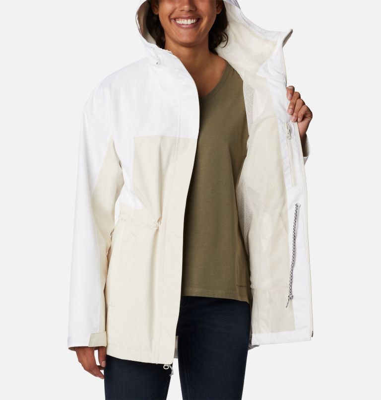 Columbia Women's Hikebound Long Rain Jacket, XS, Chalk/White