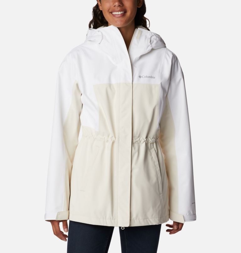 Columbia Women's Hikebound Long Rain Jacket, XS, Chalk/White