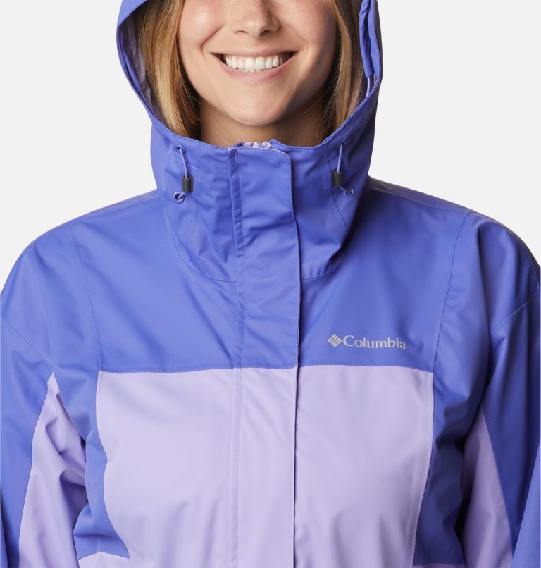 Thumbnail: Women's Hikebound Long Rain Jacket, Color: Frosted Purple, Purple Lotus, image 4