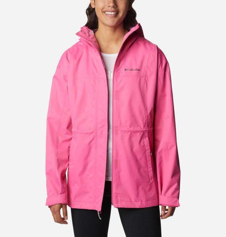 Thumbnail: Women's Hikebound Long Rain Jacket, Color: Wild Geranium, image 6