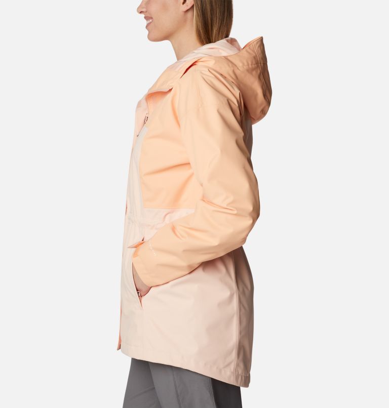 Women's Hikebound Long Rain Jacket, Color: Peach Blossom, Peach, image 3