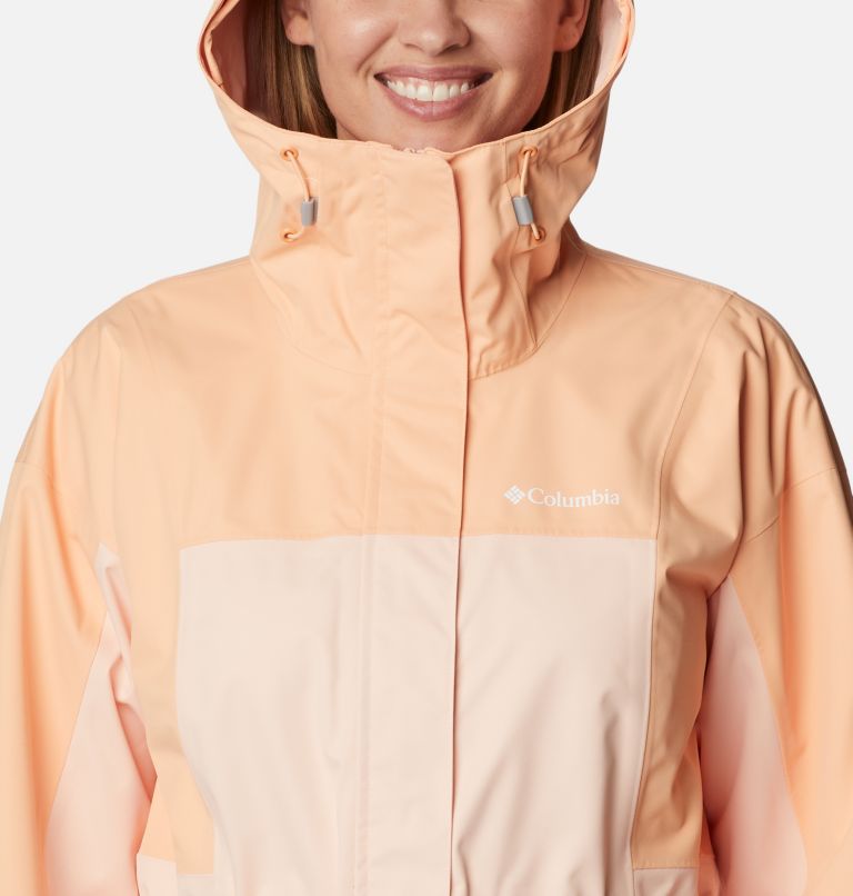Women's Hikebound Long Rain Jacket, Color: Peach Blossom, Peach, image 4