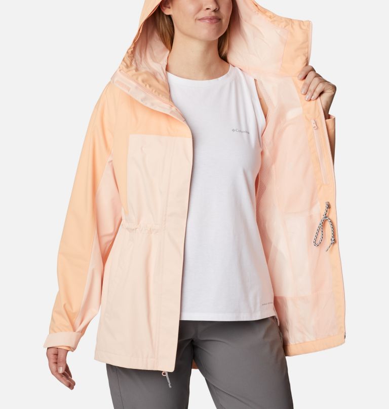 Thumbnail: Women's Hikebound Long Rain Jacket, Color: Peach Blossom, Peach, image 5