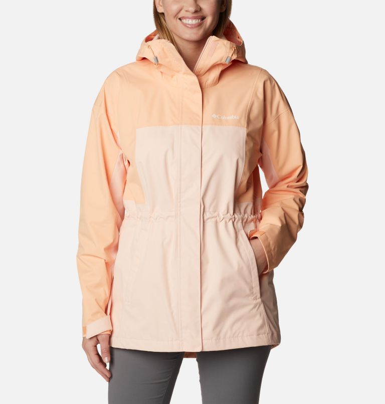 Thumbnail: Women's Hikebound Long Rain Jacket, Color: Peach Blossom, Peach, image 1