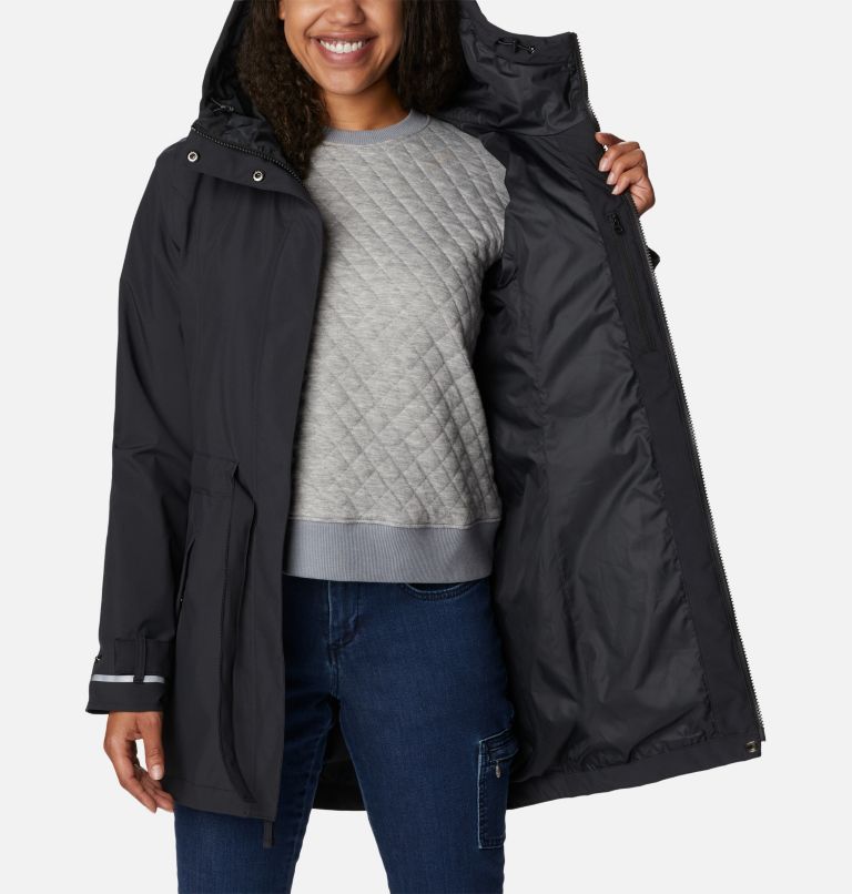 Thumbnail: Women's Here and There II Rain Trench, Color: Black, image 5