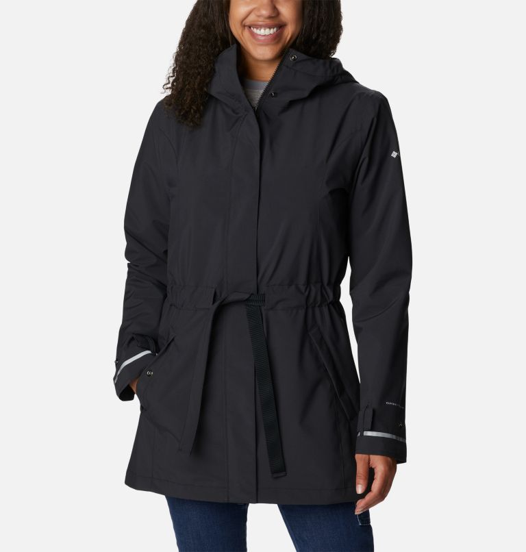 Thumbnail: Women's Here and There II Rain Trench, Color: Black, image 1