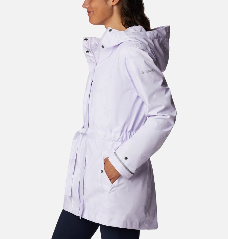 Thumbnail: Women's Here and There II Rain Trench, Color: Purple Tint Dye Frond Print, image 3