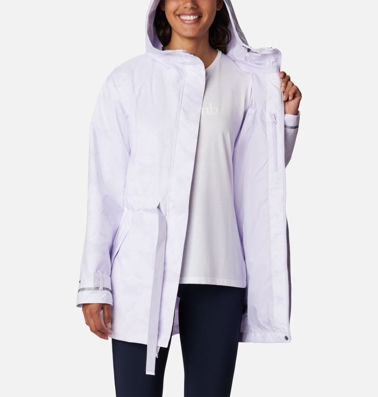 Thumbnail: Women's Here and There II Rain Trench, Color: Purple Tint Dye Frond Print, image 5