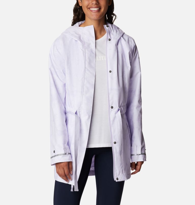 Thumbnail: Women's Here and There II Rain Trench, Color: Purple Tint Dye Frond Print, image 6