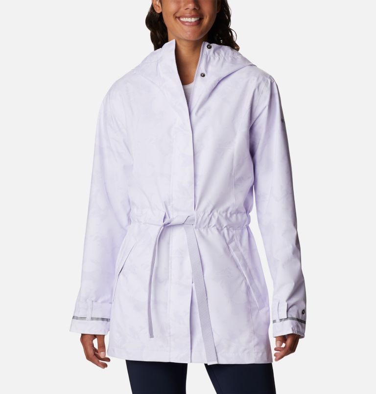 Thumbnail: Women's Here and There II Rain Trench, Color: Purple Tint Dye Frond Print, image 1