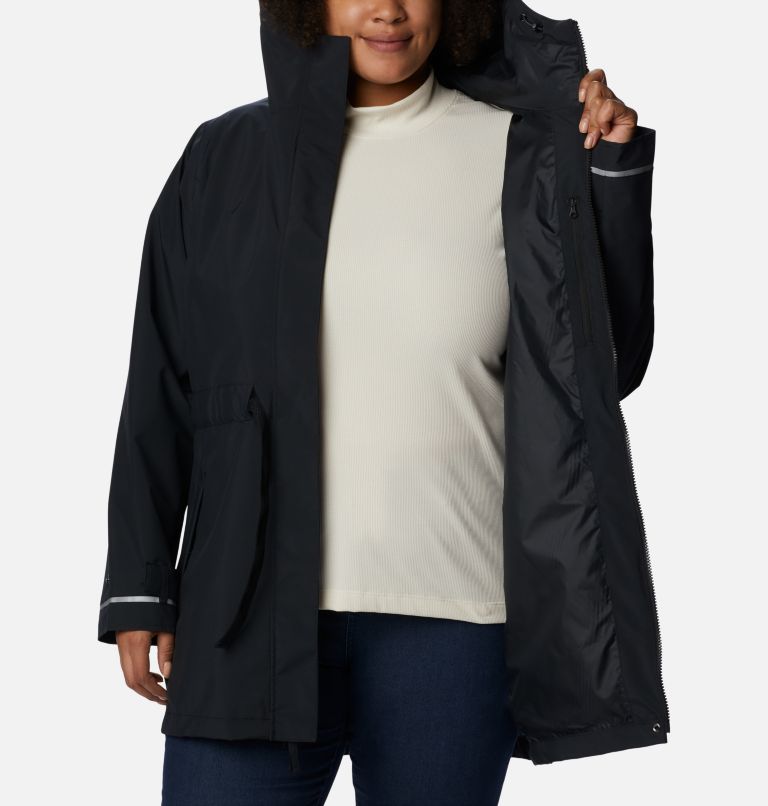 Thumbnail: Women's Here And There Trench II Jacket - Plus Size, Color: Black, image 5