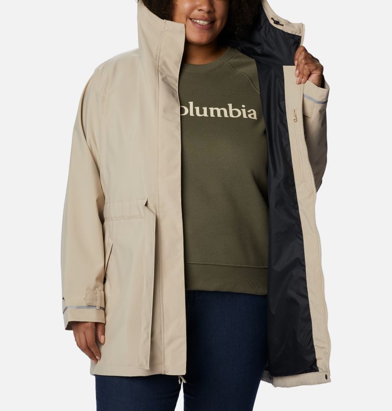 Thumbnail: Women's Here And There Rain Trench II - Plus Size, Color: Ancient Fossil, image 5