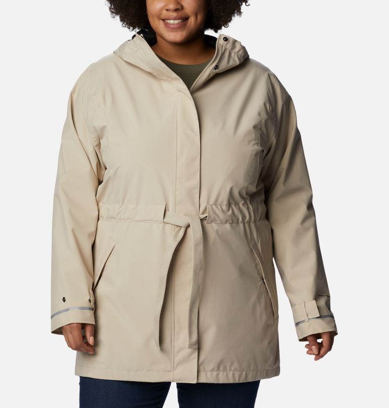 Thumbnail: Women's Here And There Rain Trench II - Plus Size, Color: Ancient Fossil, image 1