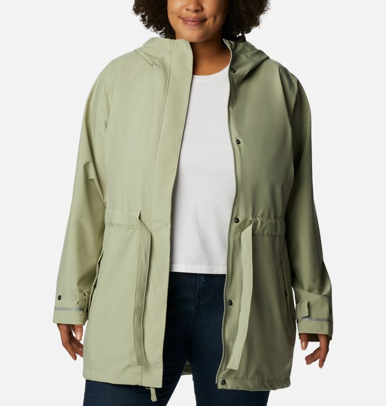 Thumbnail: Women's Here And There Rain Trench II - Plus Size, Color: Safari, image 6