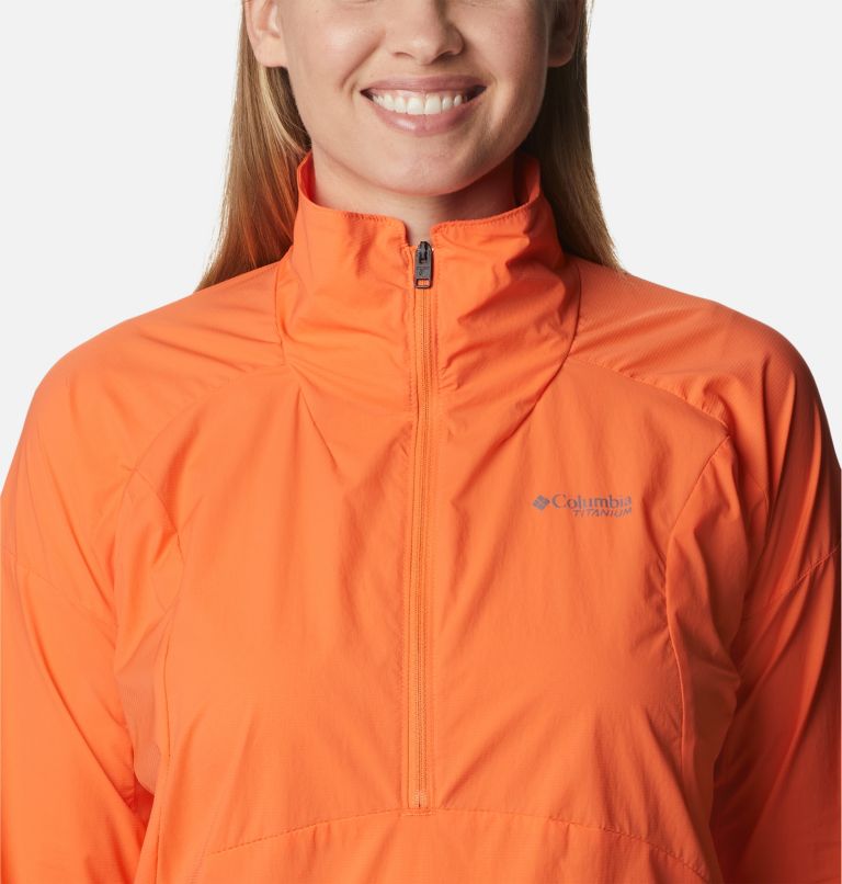 Women's Titan Pass Lightweight Half Zip, Color: Sunset Orange, image 4