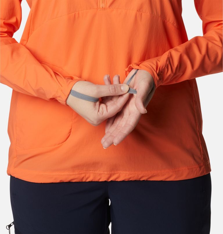 Thumbnail: Women's Titan Pass Lightweight Half Zip, Color: Sunset Orange, image 6