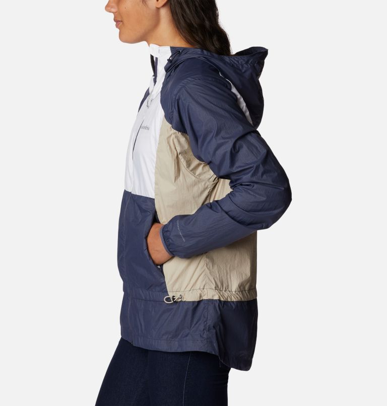 Thumbnail: Women's Loop Trail Windbreaker, Color: Nocturnal, Ancient Fossil, White, image 3