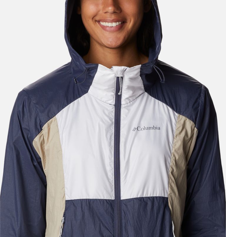 Thumbnail: Women's Loop Trail Windbreaker, Color: Nocturnal, Ancient Fossil, White, image 4