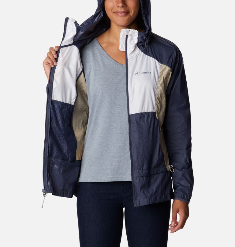 Thumbnail: Women's Loop Trail Windbreaker, Color: Nocturnal, Ancient Fossil, White, image 5