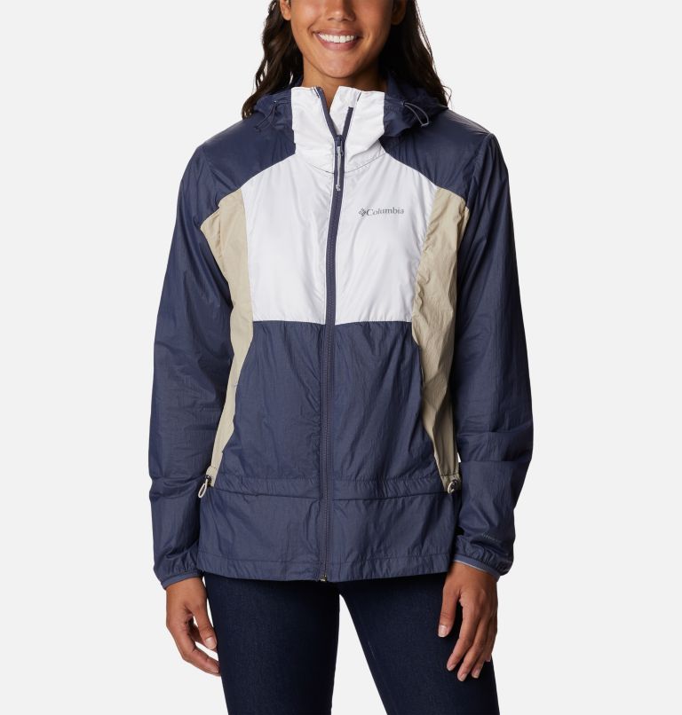 Thumbnail: Women's Loop Trail Windbreaker, Color: Nocturnal, Ancient Fossil, White, image 1