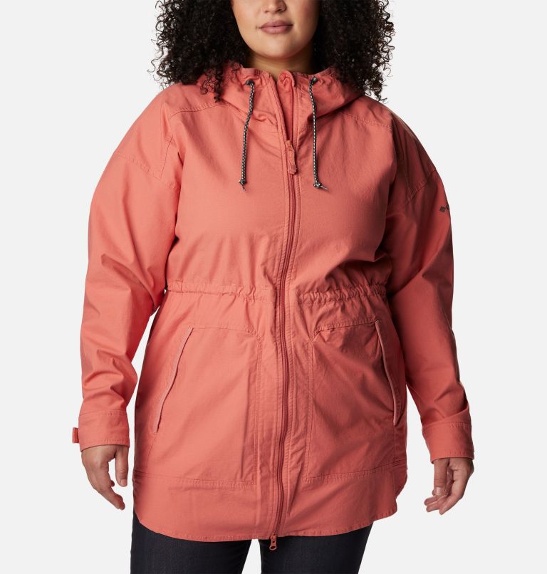 Thumbnail: Women's Sage Lake Long Lined Jacket - Plus Size, Color: Dark Coral, image 1