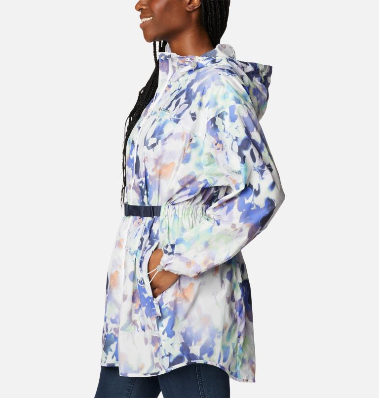 Thumbnail: Women’s Parkette Long Wind Jacket, Color: White Impressions Print, image 3
