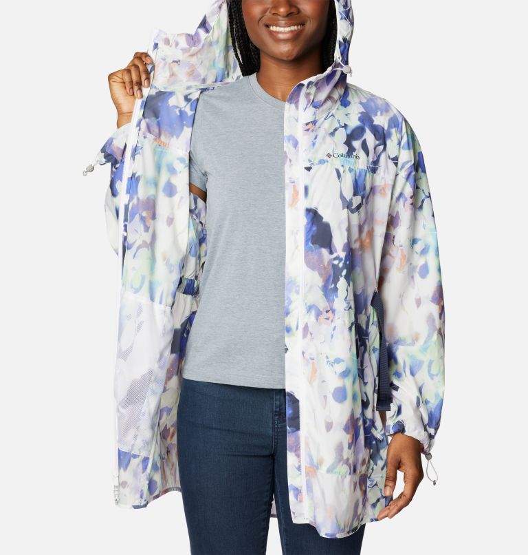 Women’s Parkette Long Wind Jacket, Color: White Impressions Print, image 5