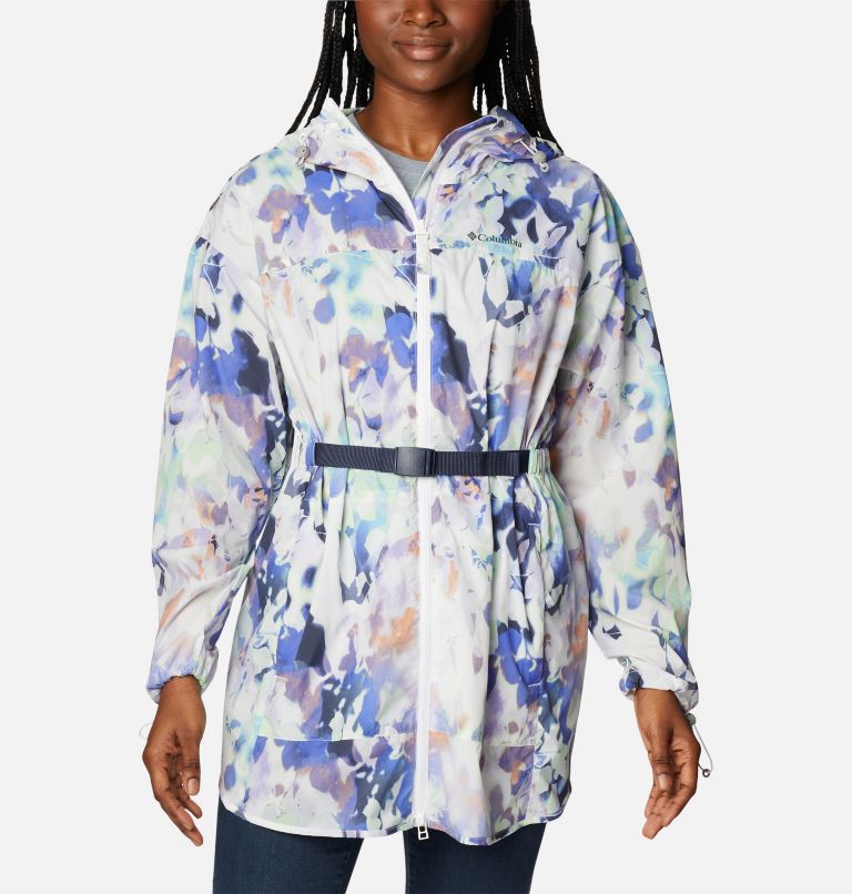 Women’s Parkette Long Wind Jacket, Color: White Impressions Print, image 1