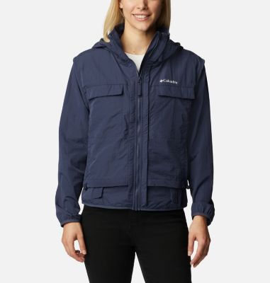 Columbia Isabella Lake Long Women's Dark Navy Blue Rain Windbreaker Jacket  Sizes