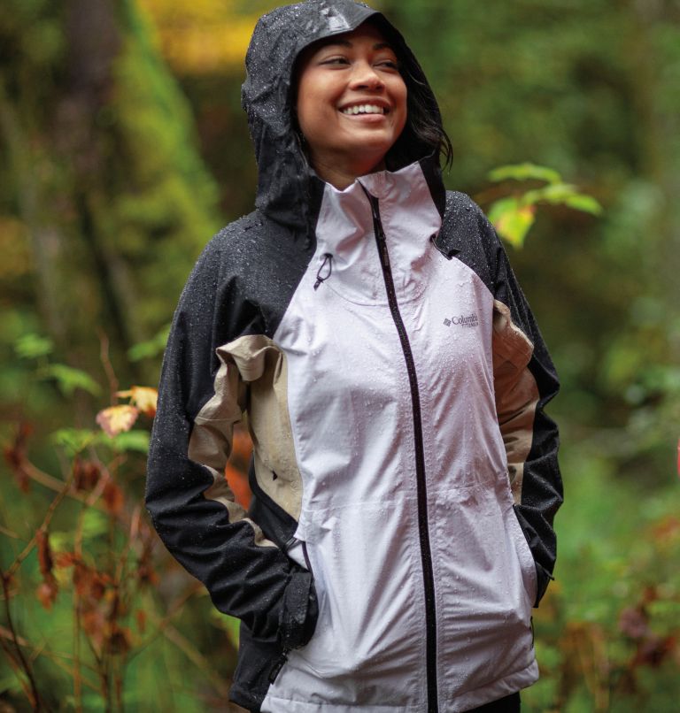Chaqueta impermeable Mazama Trail para mujer, Color: Purple Tint, Black, Ancient Fossil, image 12