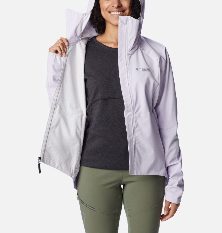 Thumbnail: Women's Platinum Peak Softshell Jacket, Color: Purple Tint, image 5