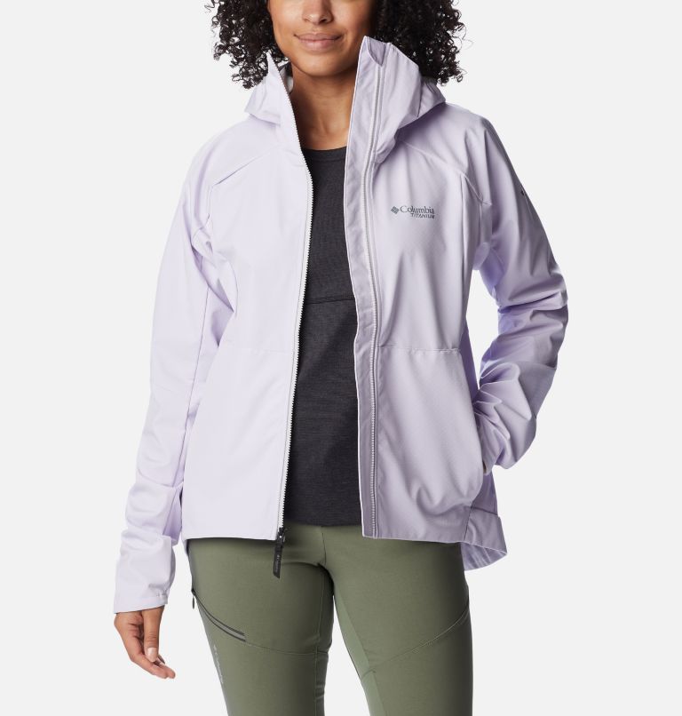 Thumbnail: Women's Platinum Peak Softshell Jacket, Color: Purple Tint, image 7