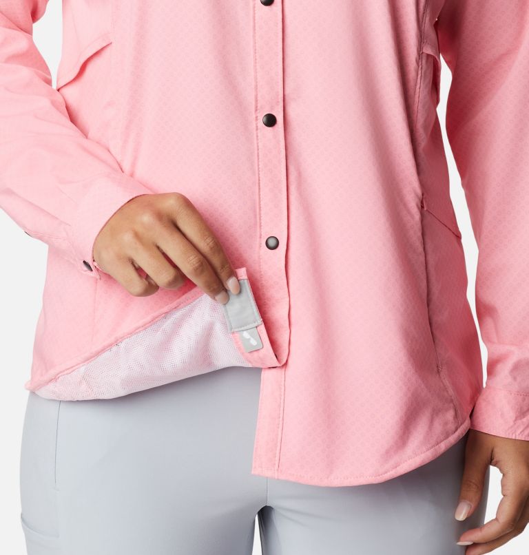 Thumbnail: Women's PFG Cool Release Airgill Long Sleeve Shirt, Color: Pink Pop, image 8