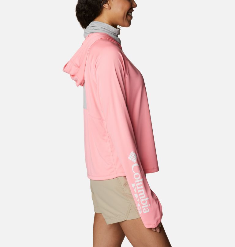 Thumbnail: Women's PFG Tidal Tee Vent Hoodie, Color: Pink Pop, White Logo, image 3