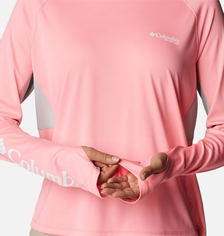 Thumbnail: Women's PFG Tidal Tee Vent Hoodie, Color: Pink Pop, White Logo, image 9