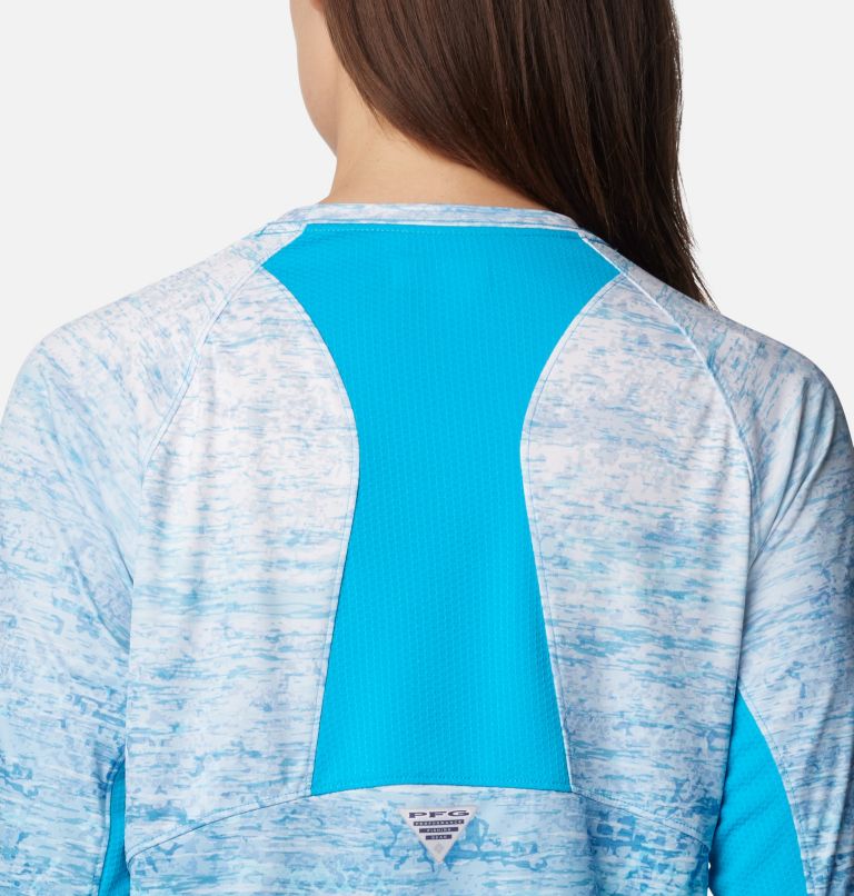 Women’s PFG Super Tidal Tee Vent Long Sleeve Shirt, Color: Ocean Blue Digiscale Fade, image 5