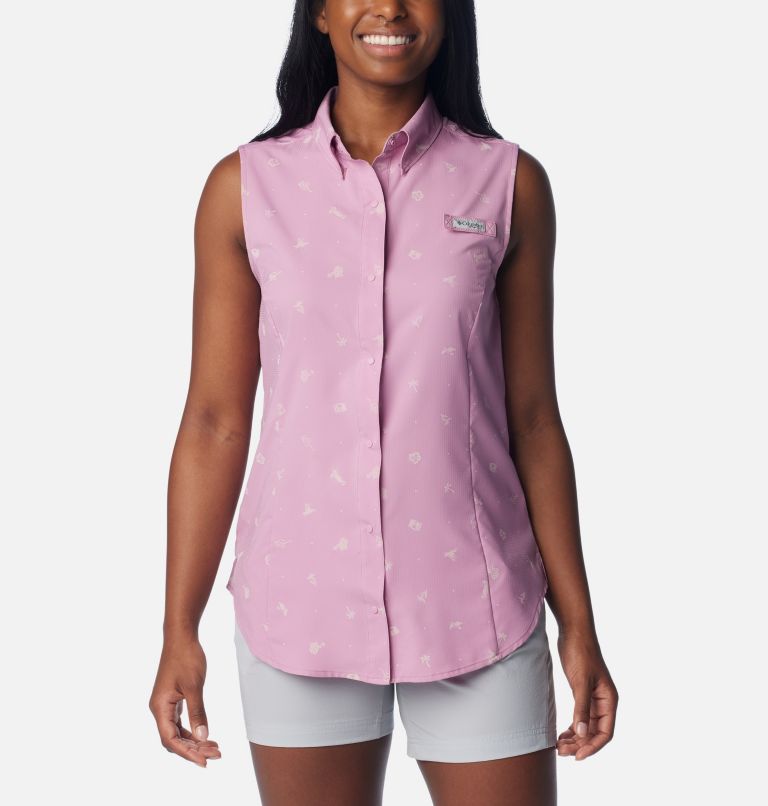 Columbia Women's PFG Super Tamiami Sleeveless Shirt - L - PinkPrints