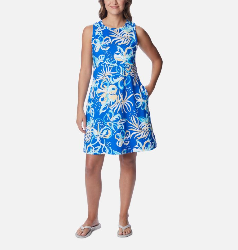 Women's PFG Freezer Tank Dress, Color: Blue Macaw Tropic Multilines, image 1