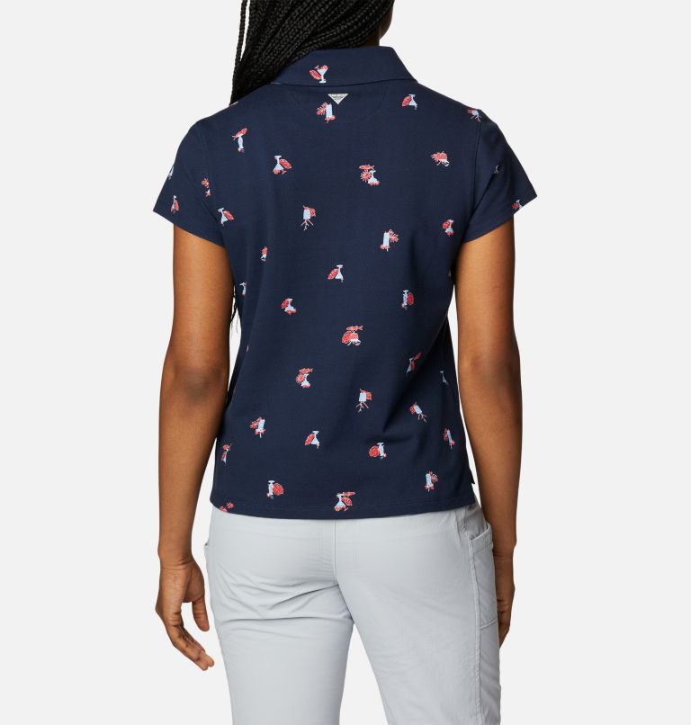 Thumbnail: Women's PFG Super Sun Drifter Short Sleeve Polo Shirt, Color: Collegiate Navy Keys Please, image 2