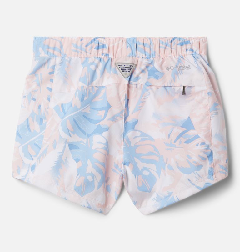 Girls' PFG Super Tamiami Pull-On Shorts, Color: Satin Pink Philo Palms, image 2
