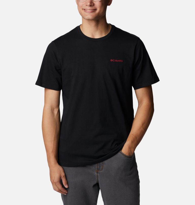 Men's Rockaway River Country T-Shirt, Color: Black, CAN Timberline Flag Graphic, image 1