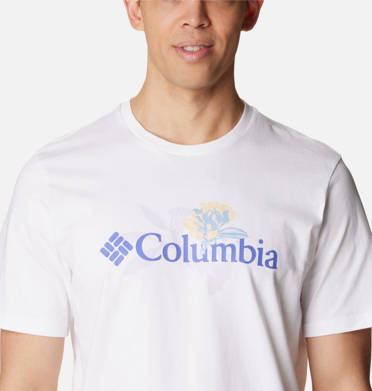Men's Explorers Canyon Logo T-Shirt, Color: White, Jubilant Flower Graphic, image 4
