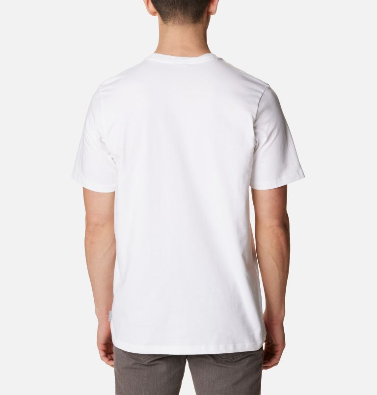 Thumbnail: Men's Explorers Canyon Logo T-Shirt, Color: White, Jubilant Flower Graphic, image 2