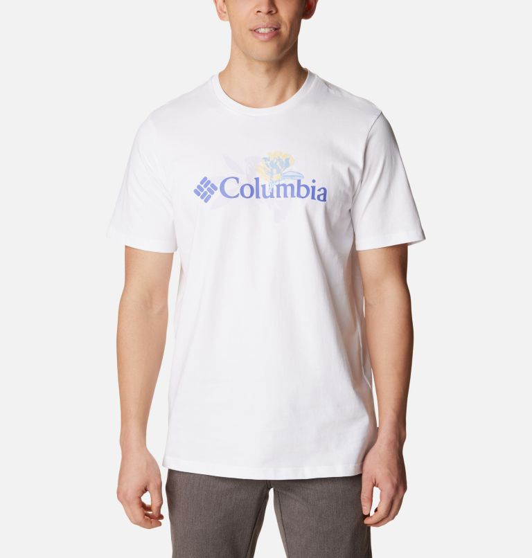 Thumbnail: Camiseta con logotipo Explorers Canyon para hombre, Color: White, Jubilant Flower Graphic, image 1