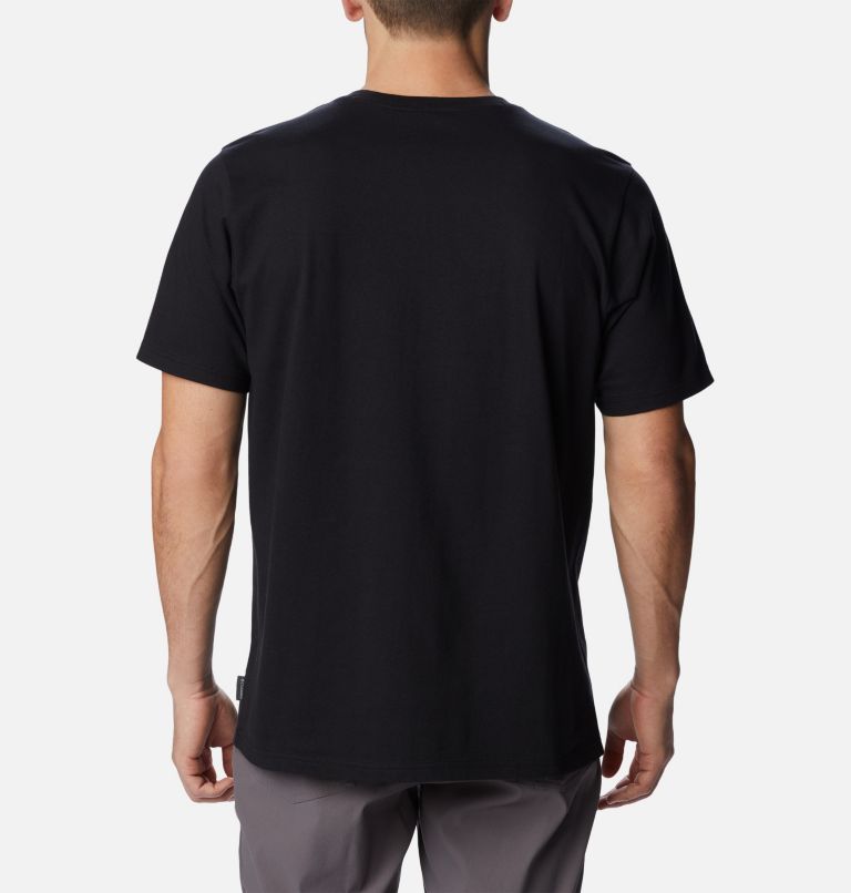 Men's Explorers Canyon Short Sleeve T-Shirt, Color: Black, Hazy Lakeside Graphic, image 2