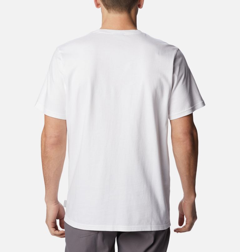 Thumbnail: Men's Explorers Canyon T-Shirt, Color: White, Hazy Lakeside Graphic, image 2