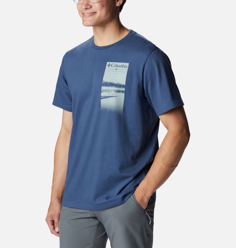 Men's Explorers Canyon T-Shirt, Color: Dark Mountain, Hazy Lakeside Graphic, image 5